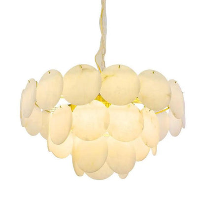 Spain Alabaster Flake Brass Living Room Chandelier - Richardrider