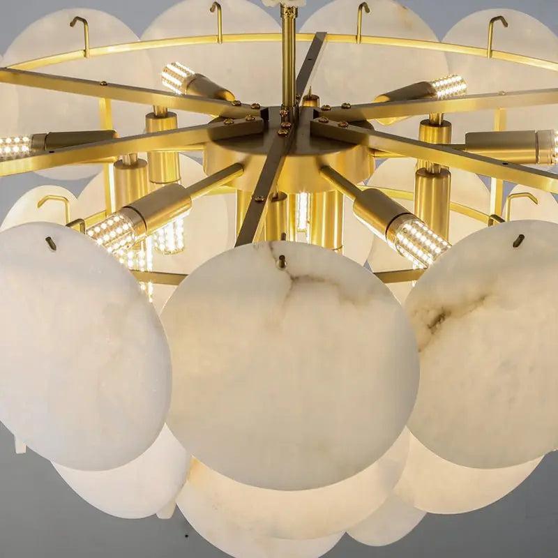 Spain Alabaster Flake Brass Living Room Chandelier - Richardrider