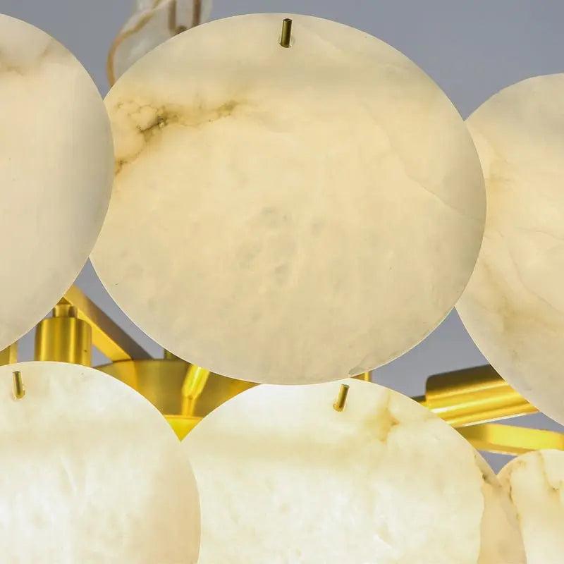 Spain Alabaster Flake Brass Living Room Chandelier - Richardrider