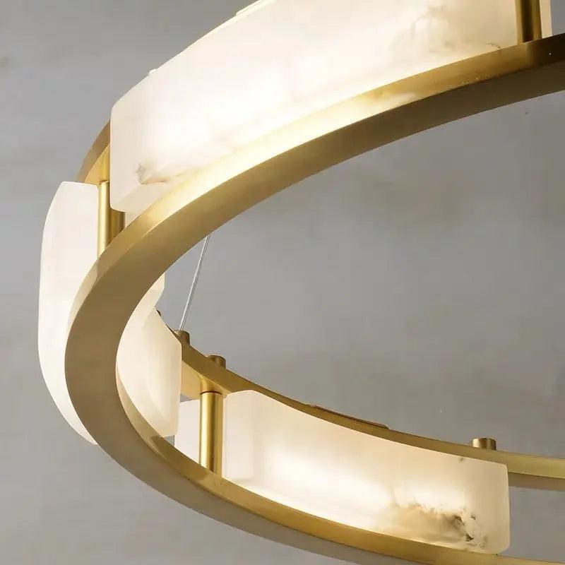 Spain Alabaster Brass Round Chandelier Lighting - Richardrider