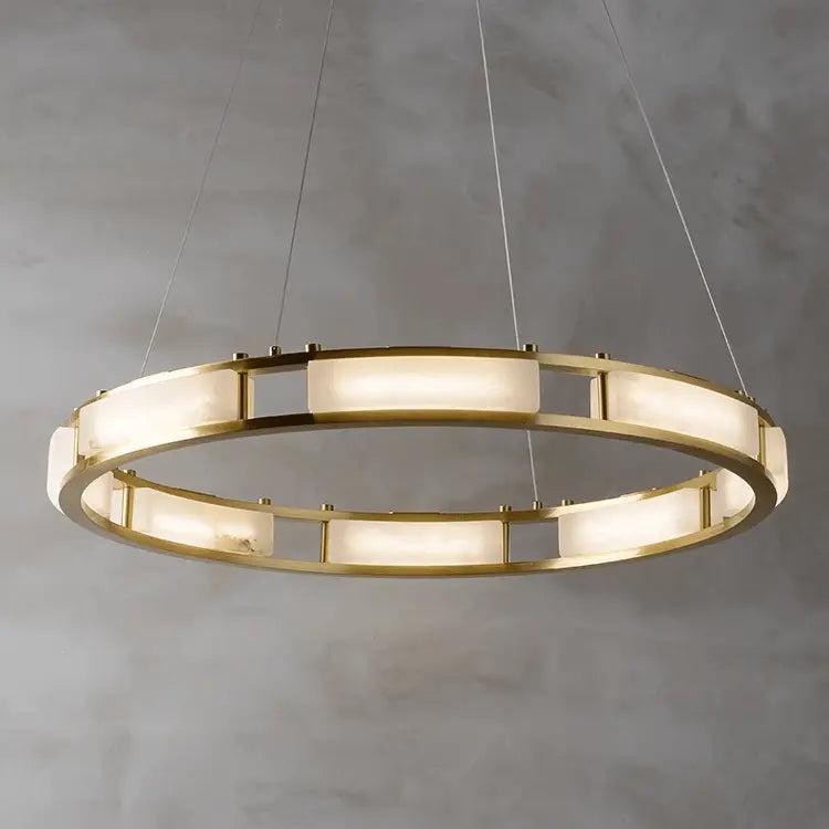 Spain Alabaster Brass Round Chandelier Lighting - Richardrider