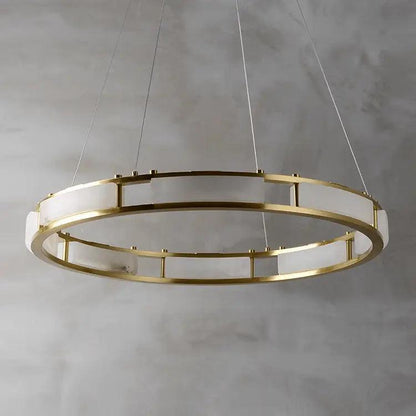 Spain Alabaster Brass Round Chandelier Lighting - Richardrider
