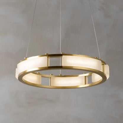 Spain Alabaster Brass Round Chandelier Lighting - Richardrider