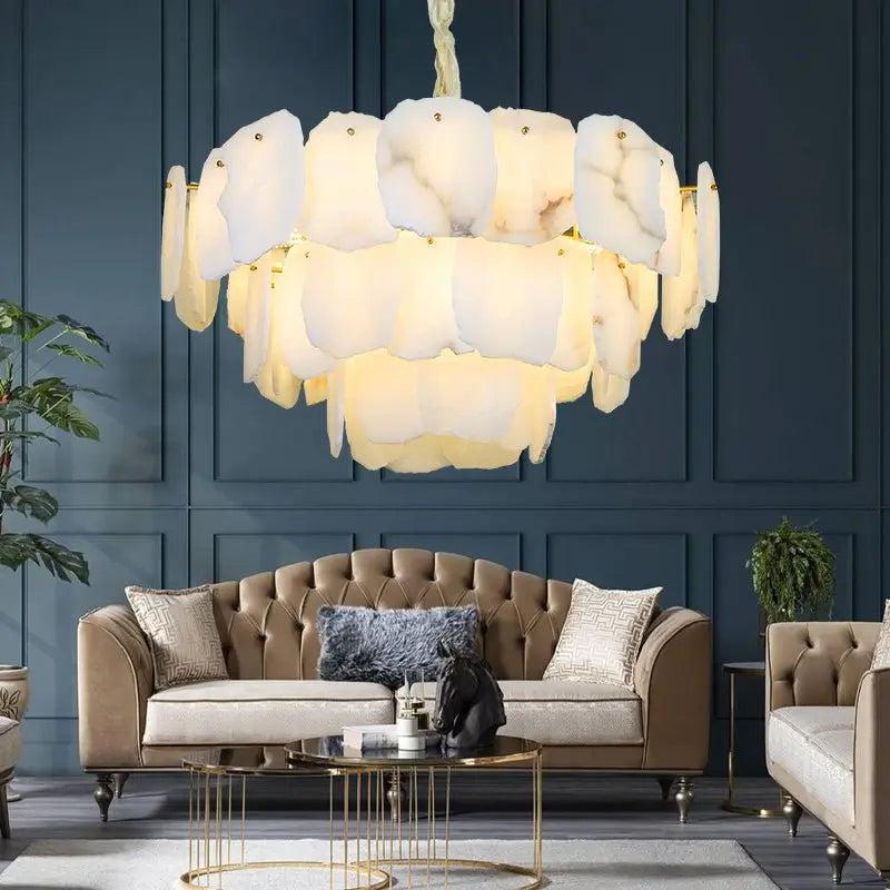 Spain Alabaster Flake Modern Living Room Chandeliers - Richardrider