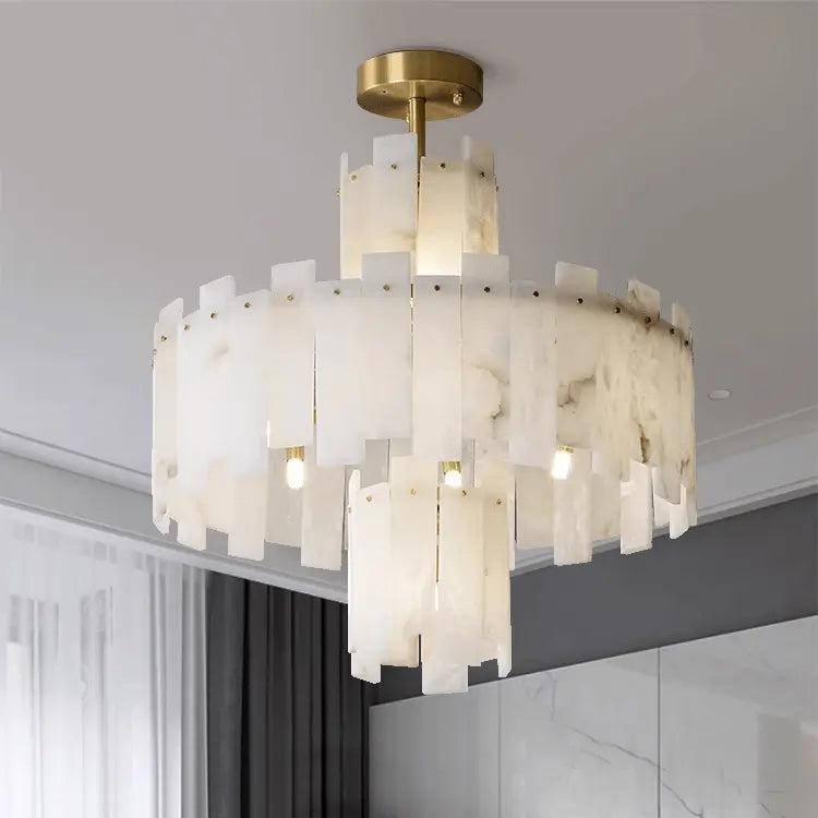 Spain Alabaster Flake Round Modern Chandeliers - Richardrider