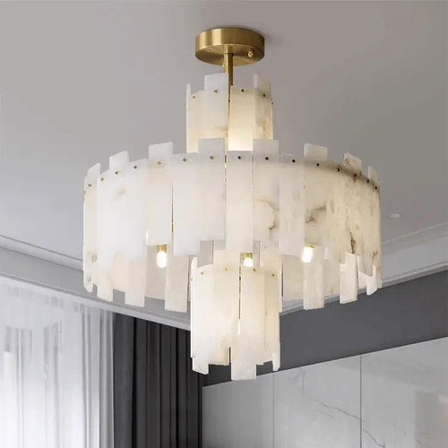 Spain Alabaster Flake Round Modern Chandeliers - Richardrider