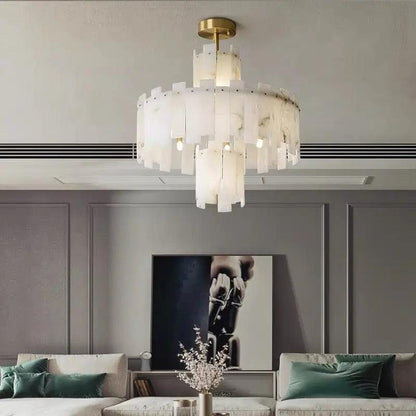 Spain Alabaster Flake Round Modern Chandeliers - Richardrider