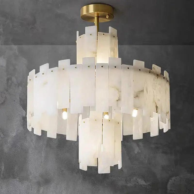 Spain Alabaster Flake Round Modern Chandeliers - Richardrider