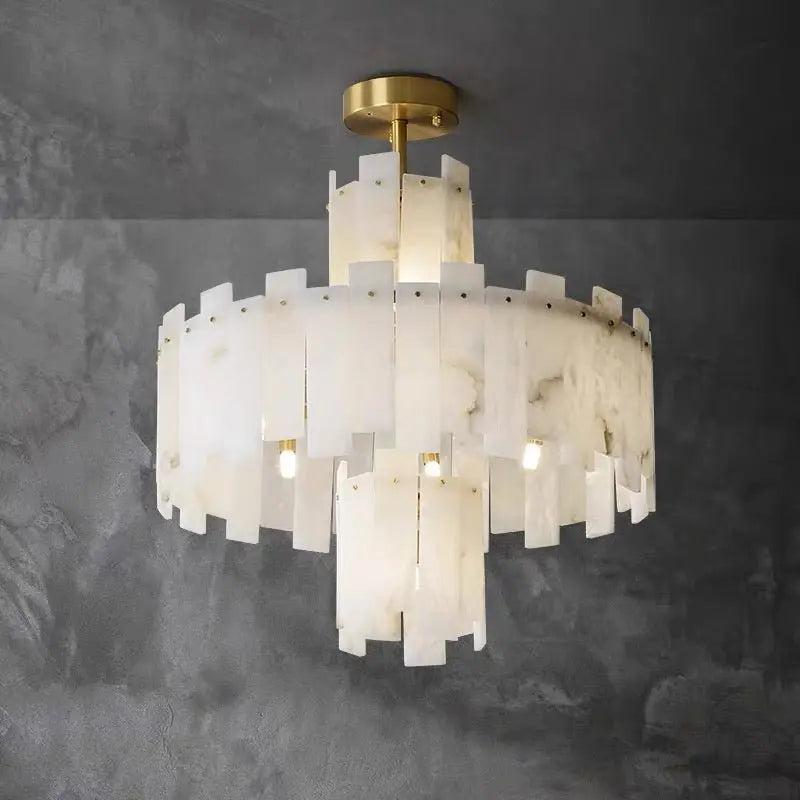 Spain Alabaster Flake Round Modern Chandeliers - Richardrider