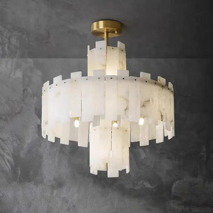 Spain Alabaster Flake Round Modern Chandeliers - Richardrider