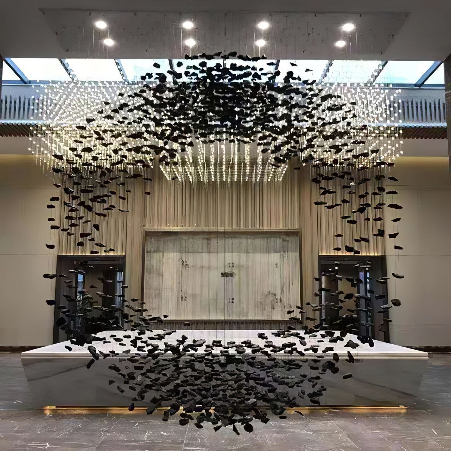The Charcoal Halo LED Stone Crystal Chandelier