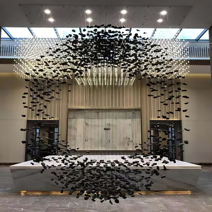 The Charcoal Halo LED Stone Crystal Chandelier