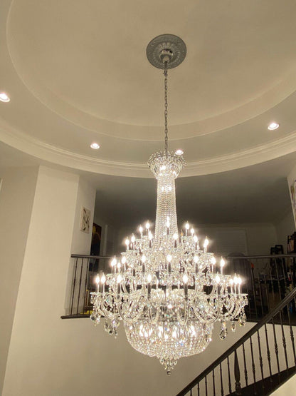 Extra Large European-style Multi-layers Candle Luxury Crystal Chandelier Gold Art Foyer/Staircase Decorative Light Fixture - Richardrider