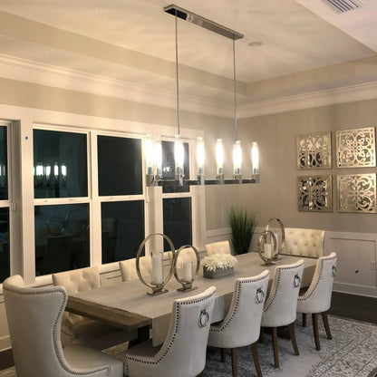 Modern Linear Round/Linear Tubular Glass Chandelier for Dining Room/Kitchen Island