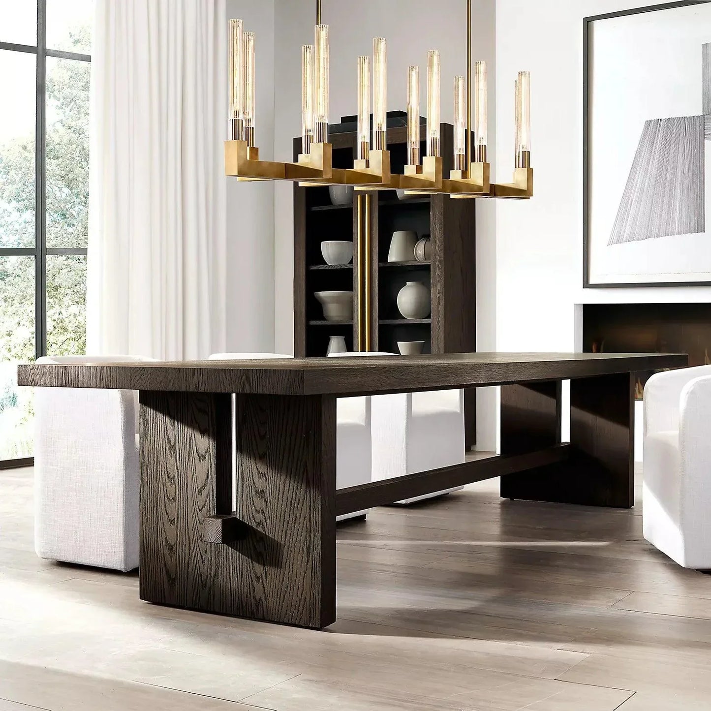 Modern Linear Round/Linear Tubular Glass Chandelier for Dining Room/Kitchen Island