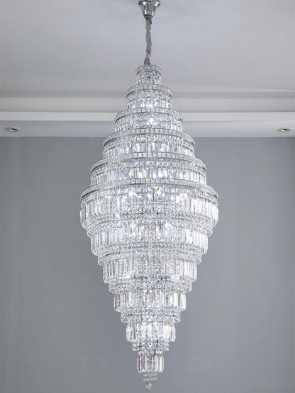 Chrome Extra Large Crystal Chandelier for Foyer Staircase Living Room Entrance Ceiling Light Fixture In Silver - Richardrider