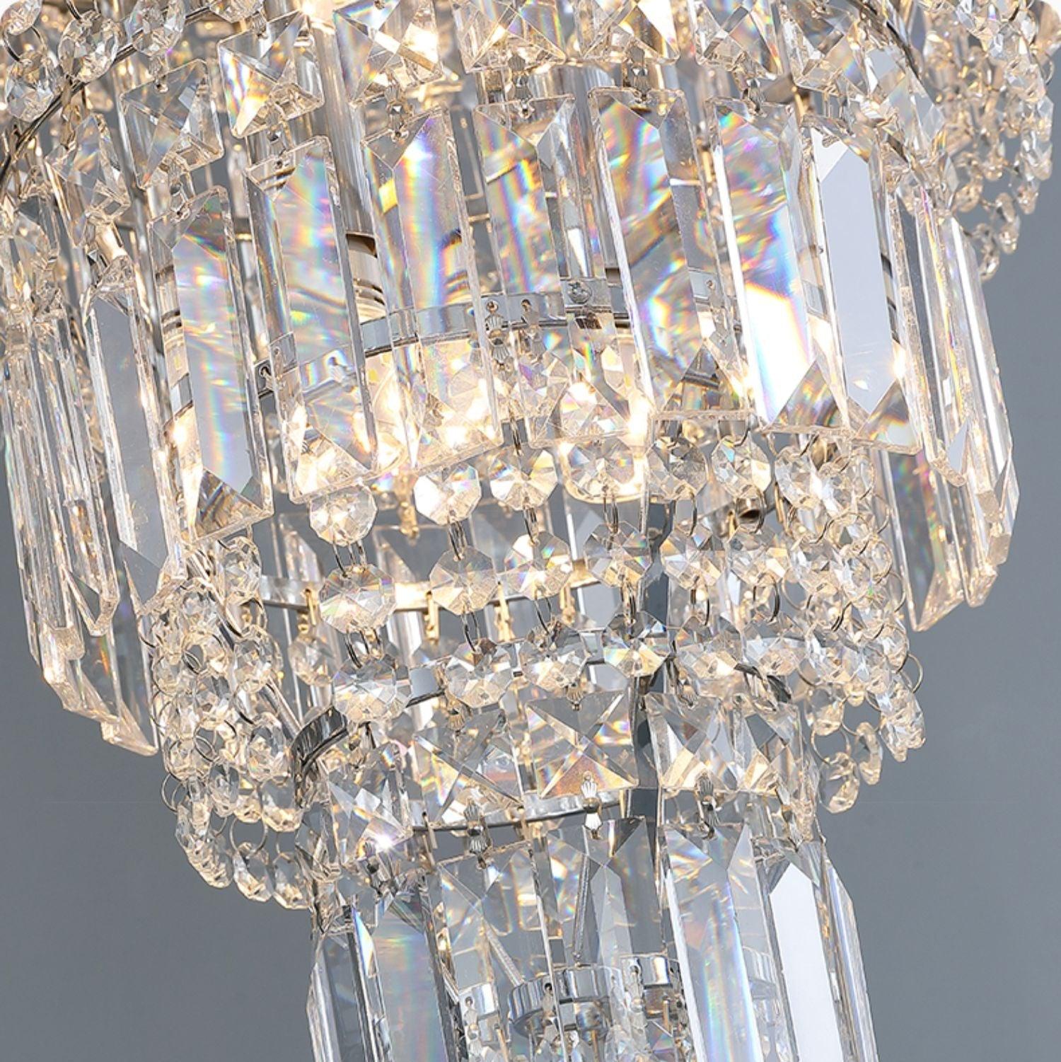 Chrome Extra Large Crystal Chandelier for Foyer Staircase Living Room Entrance Ceiling Light Fixture In Silver - Richardrider