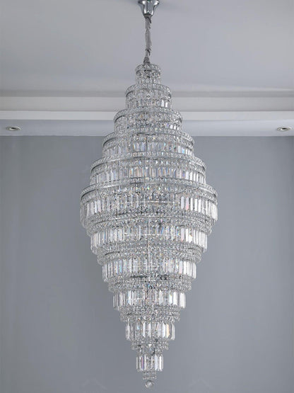 Chrome Extra Large Crystal Chandelier for Foyer Staircase Living Room Entrance Ceiling Light Fixture In Silver - Richardrider