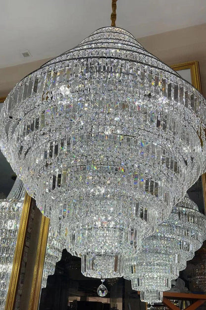 Chrome/ Silver/ Gold Extra Large Chandelier For Foyer Living Room Staircase Crystal Ceiling Lighting Fixture - Richardrider