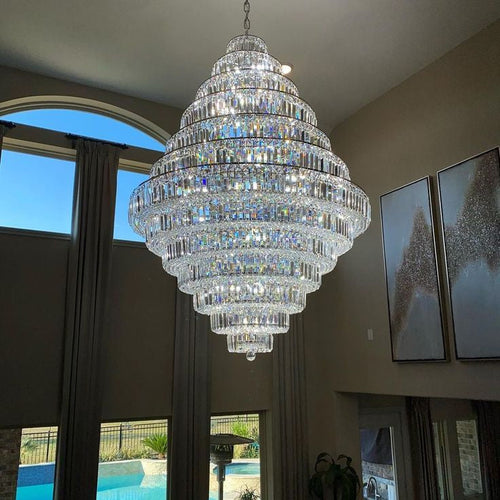 Chrome/ Silver/ Gold Extra Large Chandelier For Foyer Living Room Staircase Crystal Ceiling Lighting Fixture - Richardrider