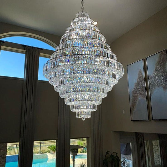 Chrome/ Silver/ Gold Extra Large Chandelier For Foyer Living Room Staircase Crystal Ceiling Lighting Fixture - Richardrider