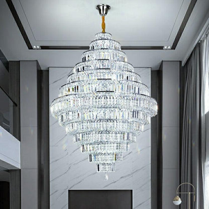 Chrome/ Silver/ Gold Extra Large Chandelier For Foyer Living Room Staircase Crystal Ceiling Lighting Fixture - Richardrider