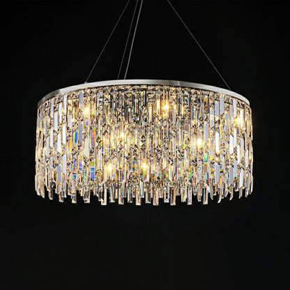 Chrome/ Silver Decorative Kitchen Island Lighting Crystal Rectangle Chandelier For Long Dining Table Round Pendant Light Fixture For Living Room