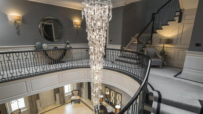 Ciecherella : Crystal Droplet Branch Staircase Chandelier - Modern Copper Chandelier - Designer Lamp