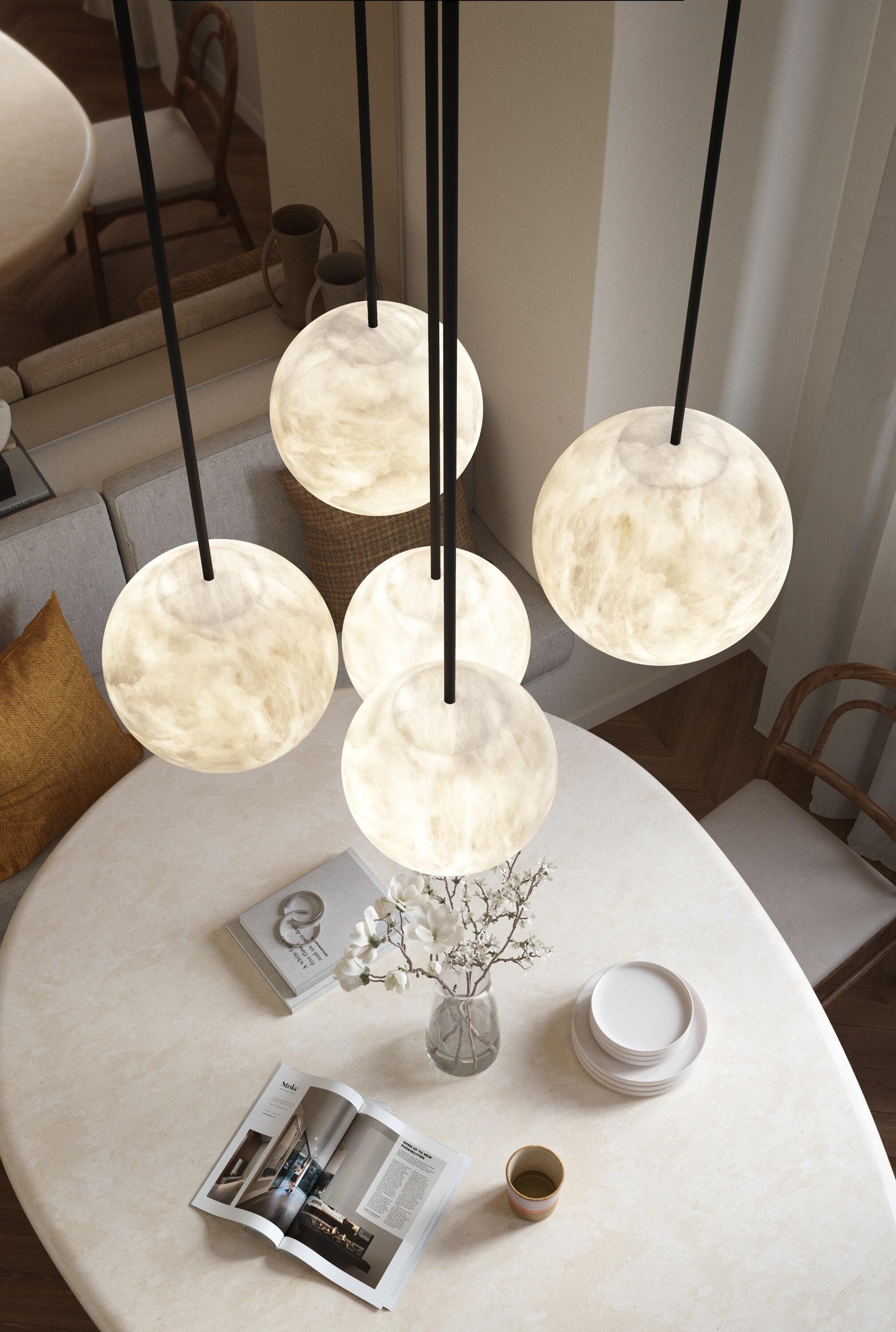 Alabaster Constellation Chandelier, Multi Pendant Light - Richardrider