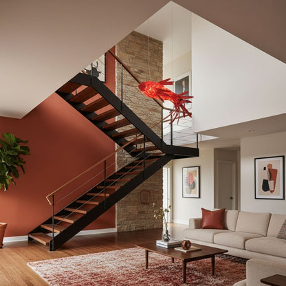 Crimson Swirl Koi Chandelier