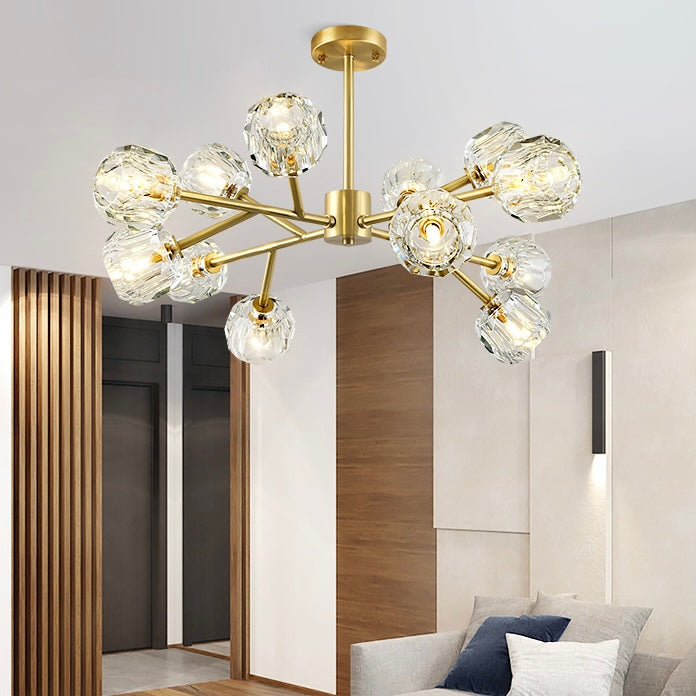 Brass Sputnik Chandelier With K9 Crystals Modern Ceiling Light Fixture