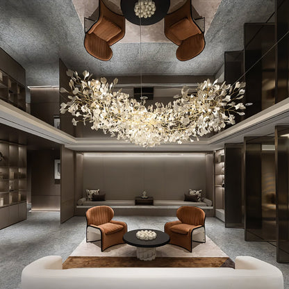 Gingko Leaves Ceramics Spiral Branch Chandelier