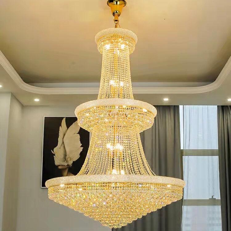 Luxury French Empire Chandelier for Villa Hall Ceiling Three-layers Crystal Light for Hotel Lobby - Richardrider