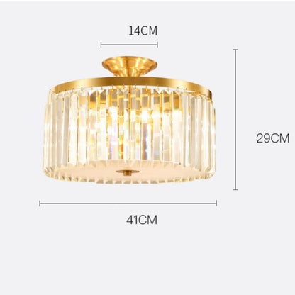 D16" LED Decorative Round Ceiling Lighting Fixture Mini Living/ Bedroom Gold Flush Mount Crystal Chandelier