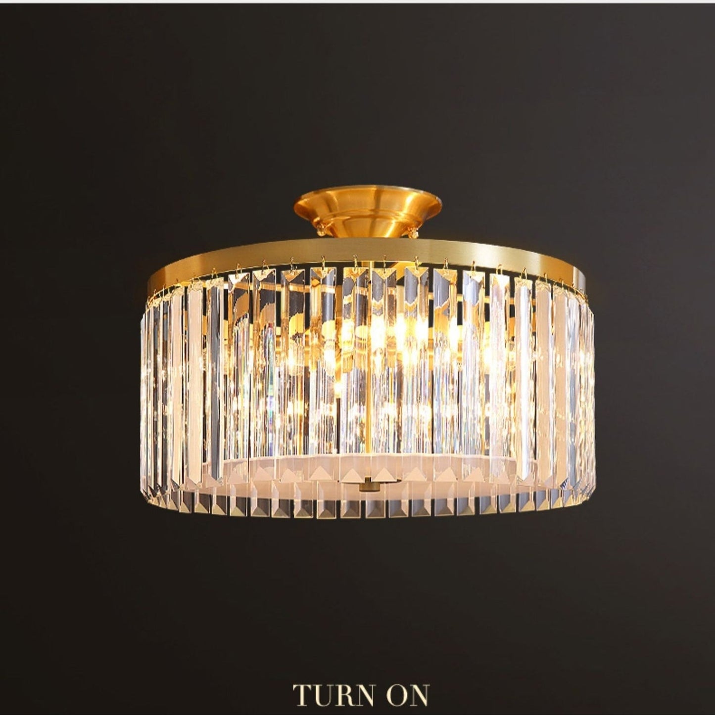 D16" LED Decorative Round Ceiling Lighting Fixture Mini Living/ Bedroom Gold Flush Mount Crystal Chandelier