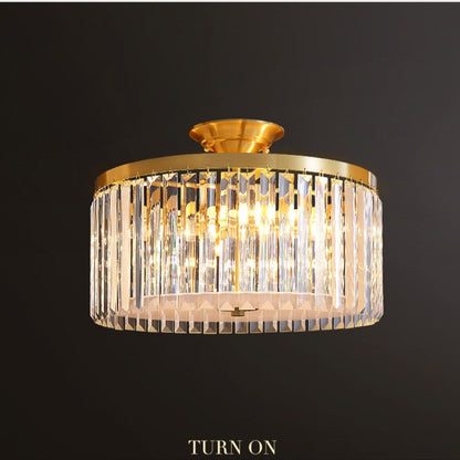 D16" LED Decorative Round Ceiling Lighting Fixture Mini Living/ Bedroom Gold Flush Mount Crystal Chandelier