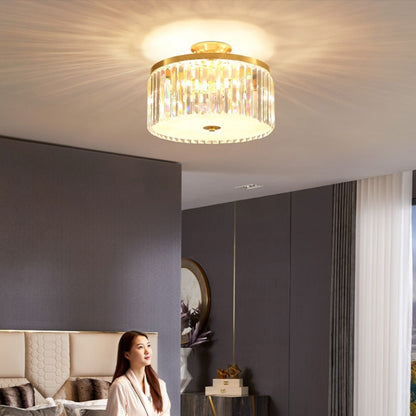 D16" LED Decorative Round Ceiling Lighting Fixture Mini Living/ Bedroom Gold Flush Mount Crystal Chandelier
