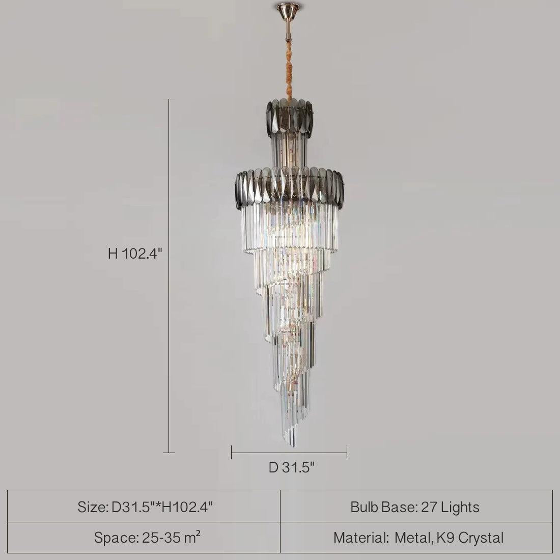 Luxury Extra Large Foyer Spiral Staircase Chandelier Long Crystal Ceiling Light Fixture For Living Room Hall Entrance - Richardrider