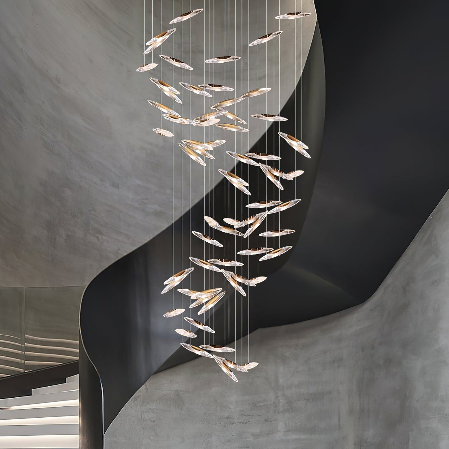 Moonlight Whispers Crystal Spiral Chandelier