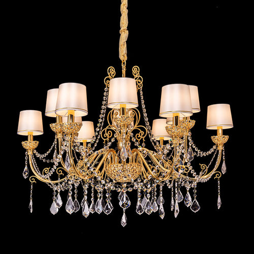 12 lights brass chandelier with shades