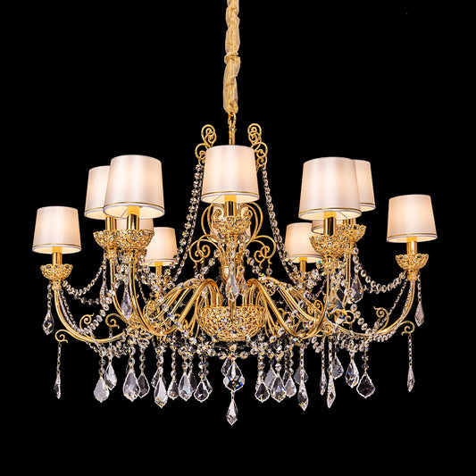 12 lights brass chandelier with shades