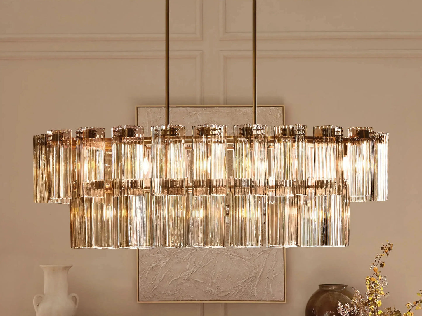 Delsie Oval Art Glass Chandelier 51''63''72''L