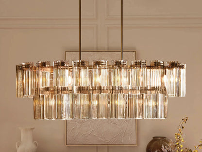 Delsie Oval Art Glass Chandelier 51''63''72''L