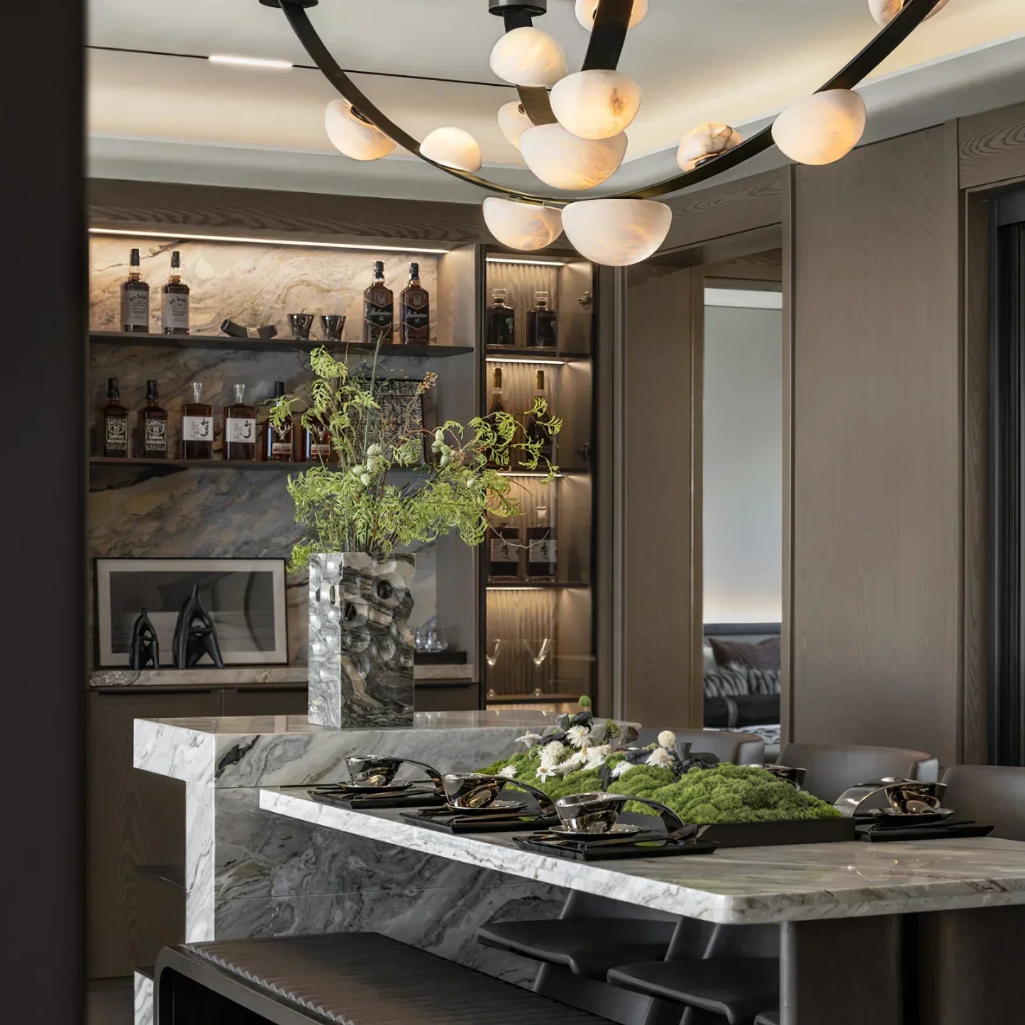 Alex Modern Dew Drops Alabaster Chandelier - Richardrider