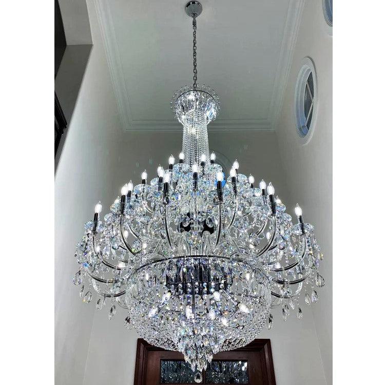 Extra Large European-style Multi-layers Candle Luxury Crystal Chandelier Gold Art Foyer/Staircase Decorative Light Fixture - Richardrider