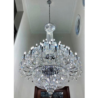 Extra Large European-style Multi-layers Candle Luxury Crystal Chandelier Gold Art Foyer/Staircase Decorative Light Fixture - Richardrider