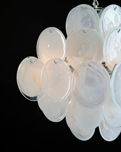 Murano Glass White Disks Chandelier 36