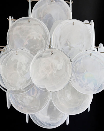 Murano Glass White Disks Chandelier 36