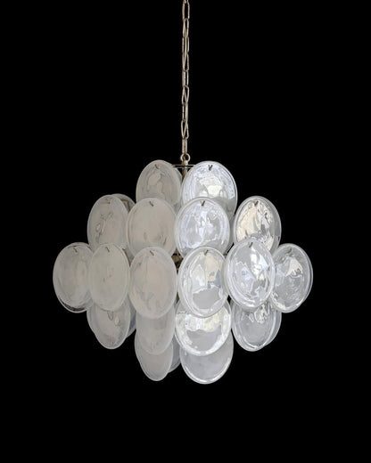 Murano Glass White Disks Chandelier 36