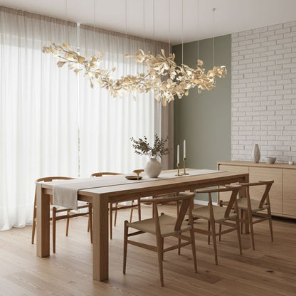 Double Layer Combination Gingko Ceramic Branch Chandelier